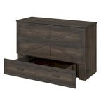Wooden Foldable Murphy Cabinet Bed Platform Bed Bottom Large Storage Drawer Side with Outlets and USB Ports