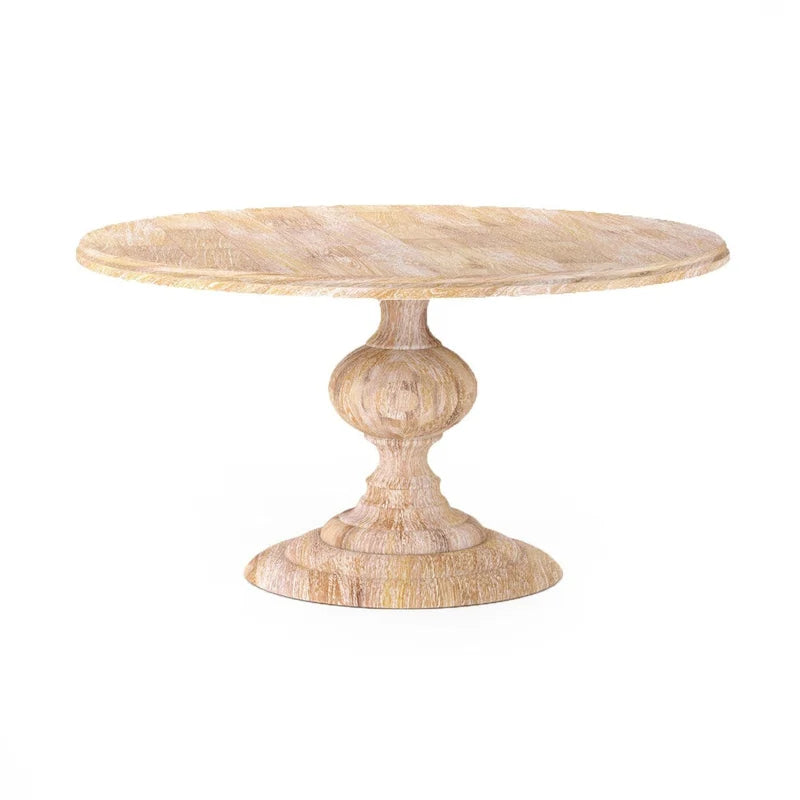 Table à manger ronde Mangolia en bois massif moderne de 48 pouces