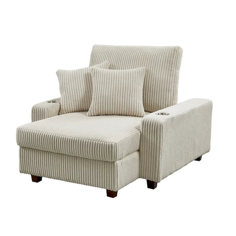 44in Wide Upholstered Chaise Lounge Chair with Adjustable Backrest