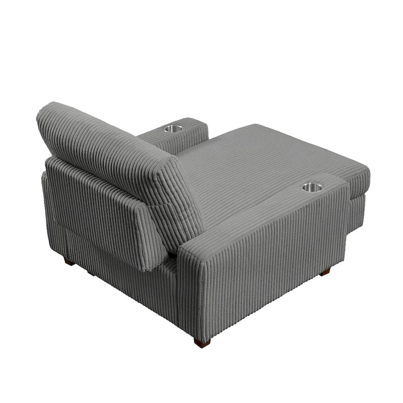 44in Wide Upholstered Chaise Lounge Chair with Adjustable Backrest