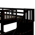 Twin-Over-Full Bunk Bed with Twin size Trundle, Storage and Guard Rail for Bedroom, Dorm, for Adults, White