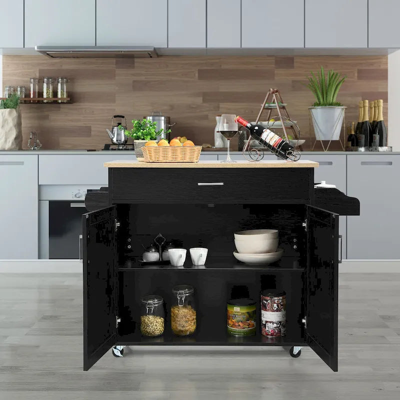 Costway Rolling Kitchen Island Cart Storage Cabinet w/ Towel & Spice