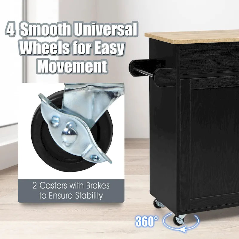 Costway Rolling Kitchen Island Cart Storage Cabinet w/ Towel & Spice