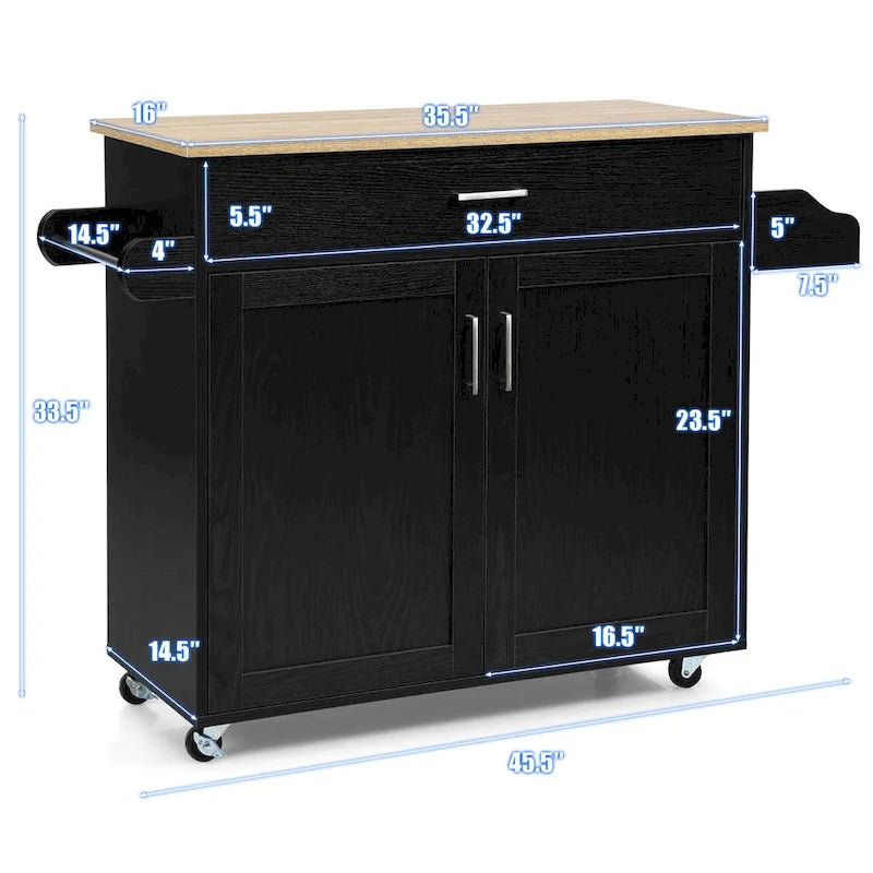 Costway Rolling Kitchen Island Cart Storage Cabinet w/ Towel & Spice