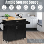 Costway Rolling Kitchen Island Cart Storage Cabinet w/ Towel & Spice