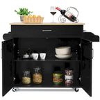 Costway Rolling Kitchen Island Cart Storage Cabinet w/ Towel & Spice
