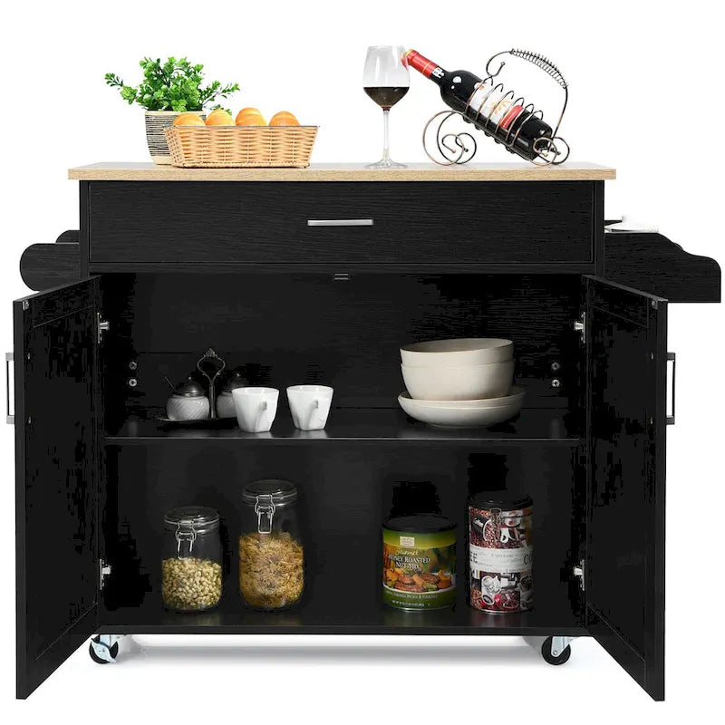 Costway Rolling Kitchen Island Cart Storage Cabinet w/ Towel & Spice
