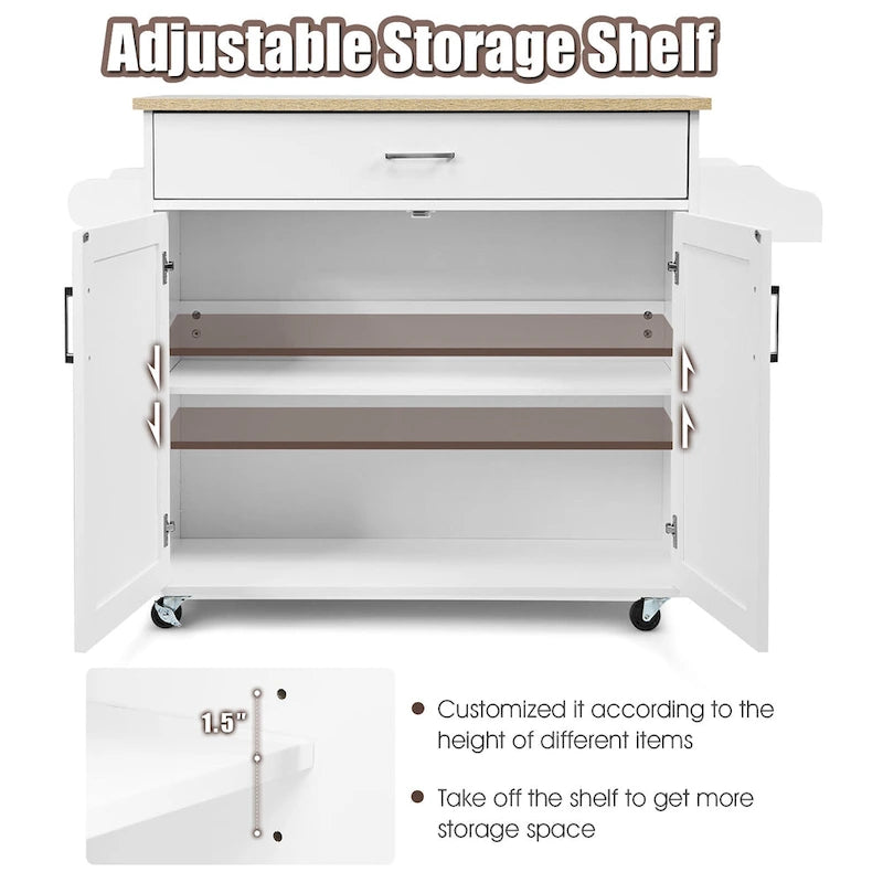 Costway Rolling Kitchen Island Cart Storage Cabinet w/ Towel & Spice