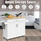 Costway Rolling Kitchen Island Cart Storage Cabinet w/ Towel & Spice