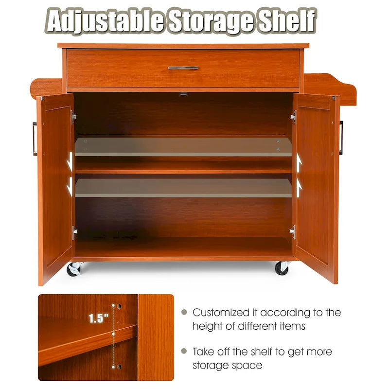 Costway Rolling Kitchen Island Cart Storage Cabinet w/ Towel & Spice