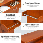Costway Rolling Kitchen Island Cart Storage Cabinet w/ Towel & Spice