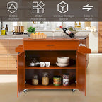 Costway Rolling Kitchen Island Cart Storage Cabinet w/ Towel & Spice
