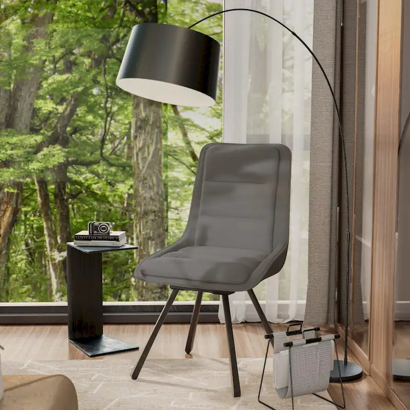Lot de 2 chaises de salle à manger modernes du milieu du siècle, chaises de salle à manger sans accoudoirs, chaise individuelle minimaliste pivotante