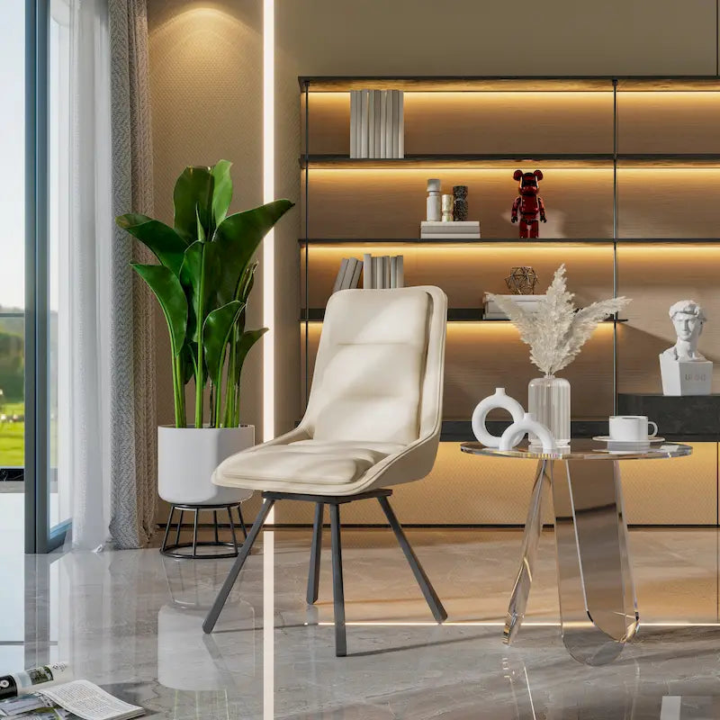 Lot de 2 chaises de salle à manger modernes du milieu du siècle, chaises de salle à manger sans accoudoirs, chaise individuelle minimaliste pivotante