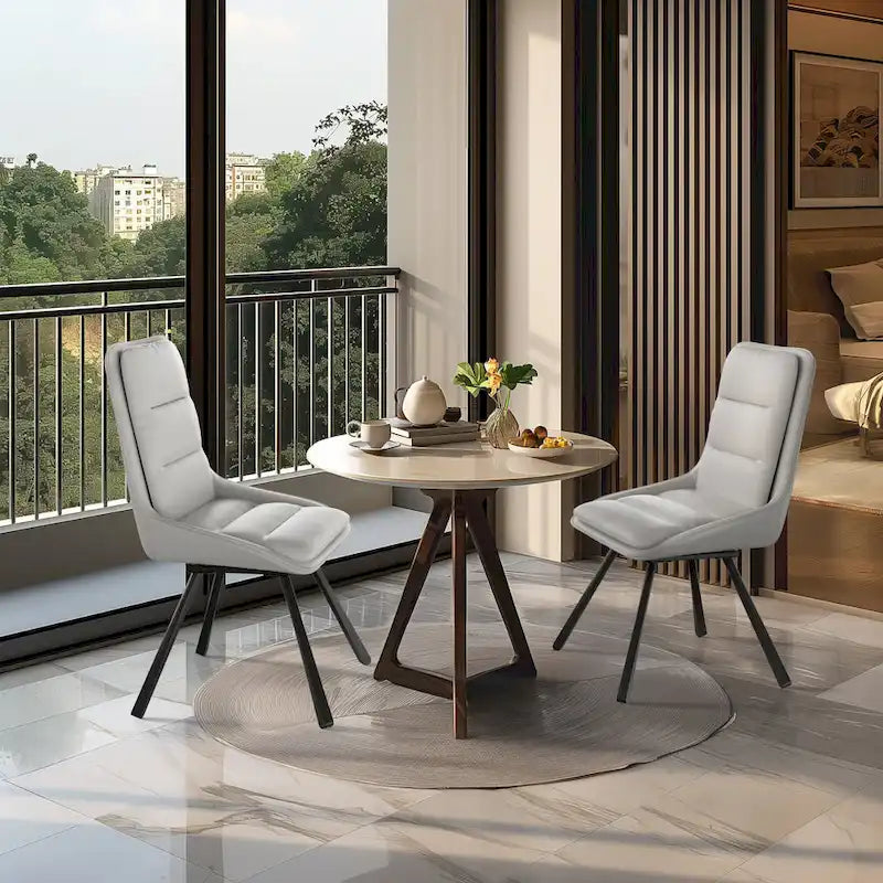 Lot de 2 chaises de salle à manger modernes du milieu du siècle, chaises de salle à manger sans accoudoirs, chaise individuelle minimaliste pivotante