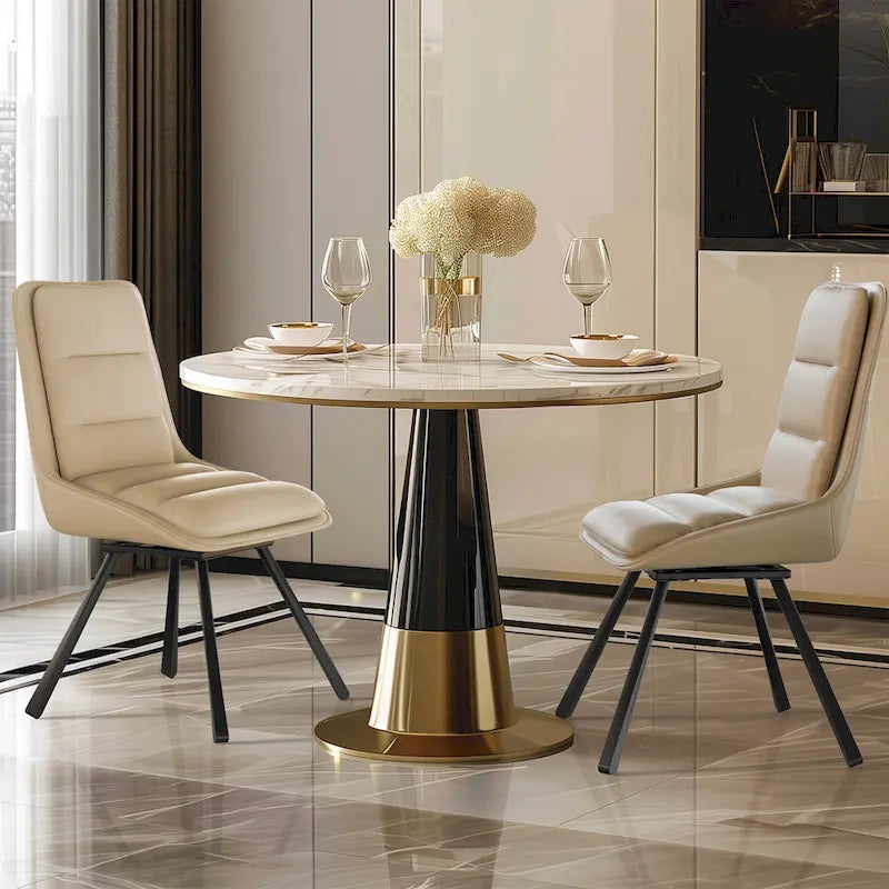 Lot de 2 chaises de salle à manger modernes du milieu du siècle, chaises de salle à manger sans accoudoirs, chaise individuelle minimaliste pivotante