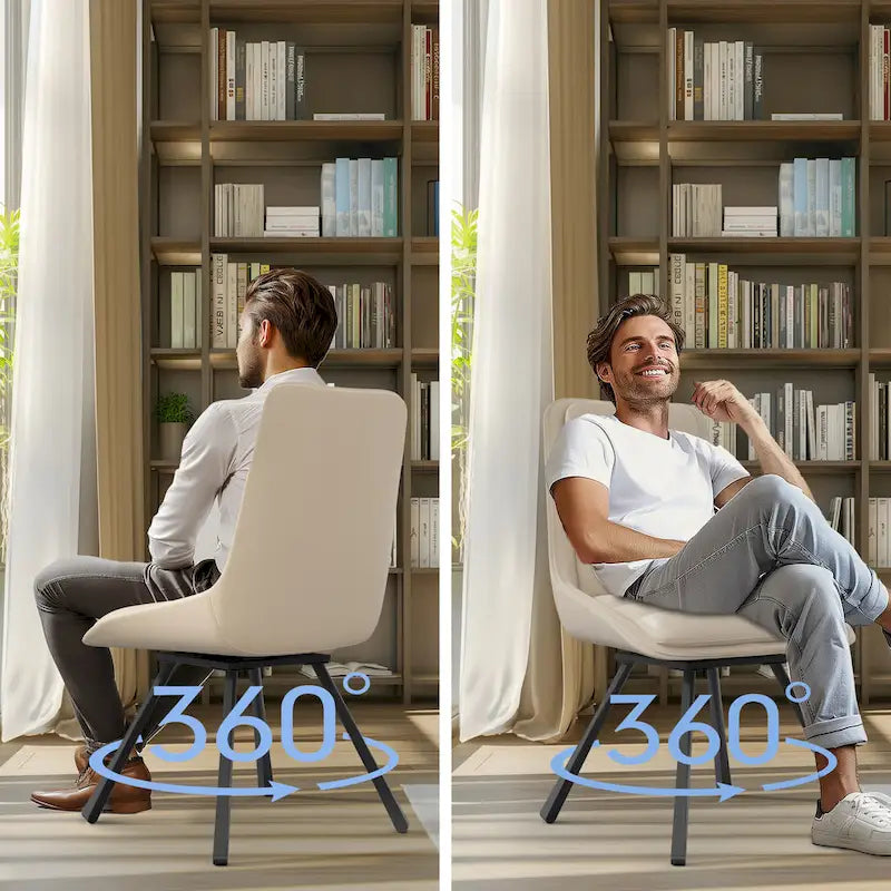 Dining Chairs Set of 2 Mid Century Modern Dining Room Chairs Armless Minimalist Single Chair with Swivel