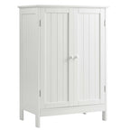 Gymax Bathroom Floor Storage Cabinet Double Door Kitchen Cupboard Shoe