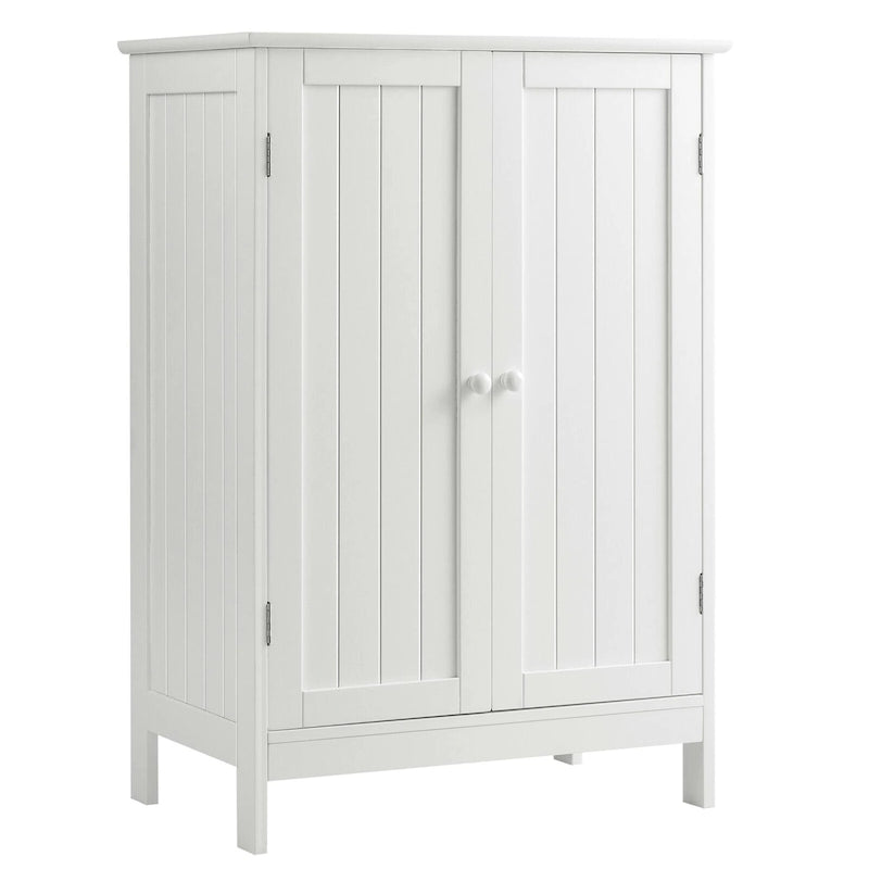 Gymax Bathroom Floor Storage Cabinet Double Door Kitchen Cupboard Shoe