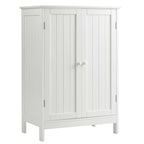 Gymax Bathroom Floor Storage Cabinet Double Door Kitchen Cupboard Shoe
