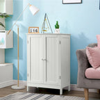 Gymax Bathroom Floor Storage Cabinet Double Door Kitchen Cupboard Shoe