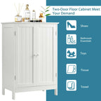 Gymax Bathroom Floor Storage Cabinet Double Door Kitchen Cupboard Shoe