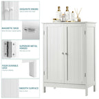 Gymax Bathroom Floor Storage Cabinet Double Door Kitchen Cupboard Shoe