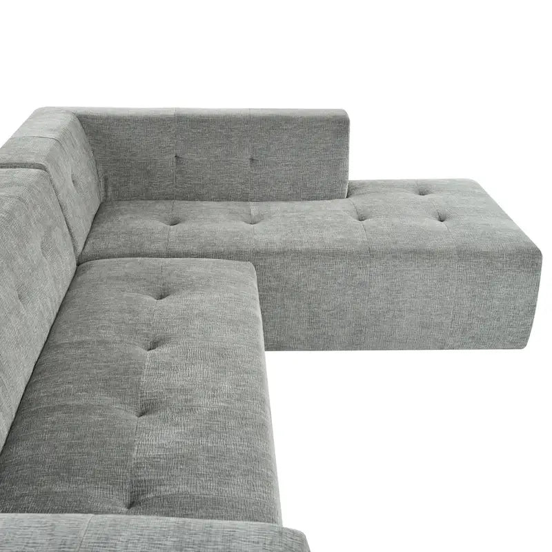 112.2 Chenille Modular L-Shaped Sofa Bed with Free Combination Design and No-Assembly Required
