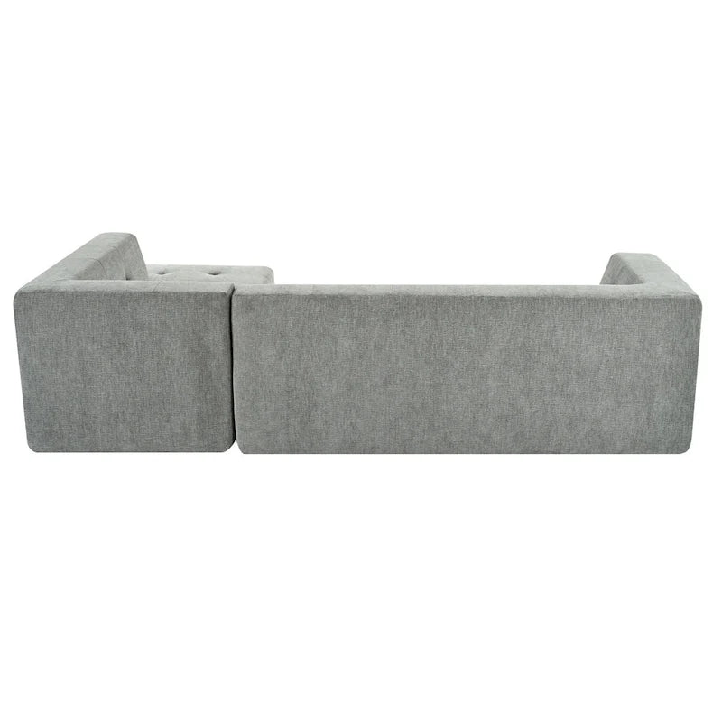 112.2 Chenille Modular L-Shaped Sofa Bed with Free Combination Design and No-Assembly Required