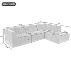 112.2 Chenille Modular L-Shaped Sofa Bed with Free Combination Design and No-Assembly Required