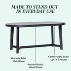 Middlebrook Modern Rustic Solid Oak Wood 70-inch Oval Dining Table