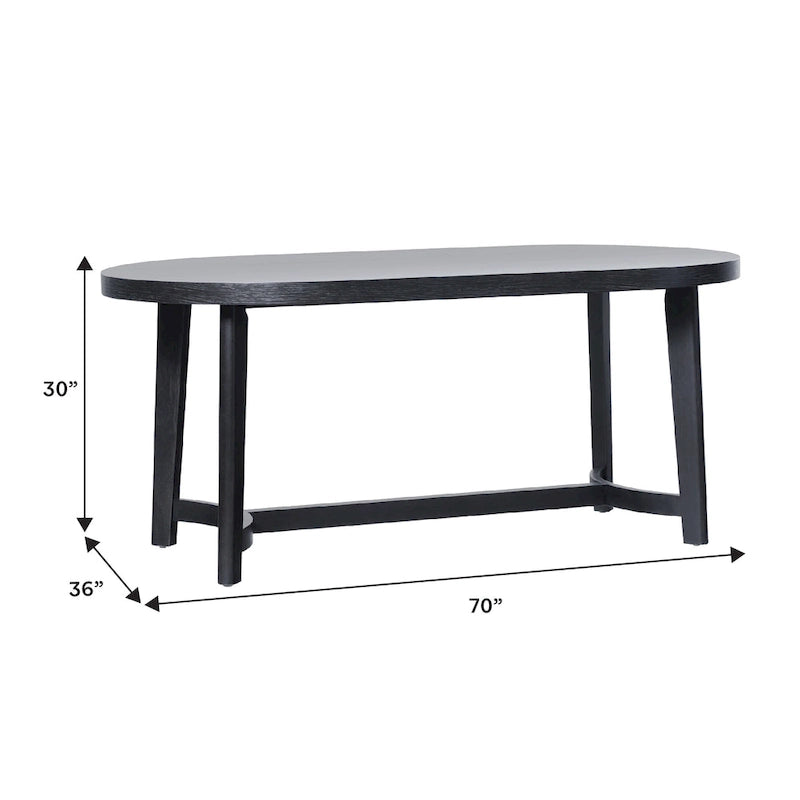 Middlebrook Modern Rustic Solid Oak Wood 70-inch Oval Dining Table
