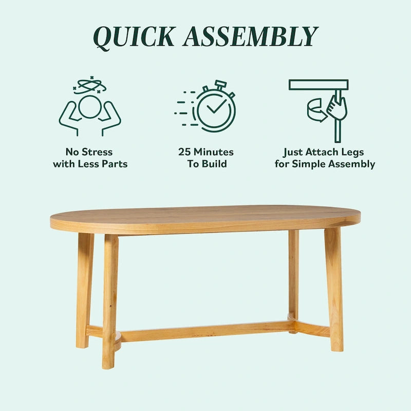 Middlebrook Modern Rustic Solid Oak Wood 70-inch Oval Dining Table
