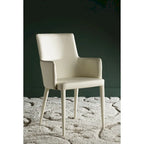 SAFAVIEH Elois Chaise de salle à manger moderne du milieu du siècle, blanche, avec accoudoirs - 23,6 L x 21,6 P x 35,5 H - 24Lx22Px36H