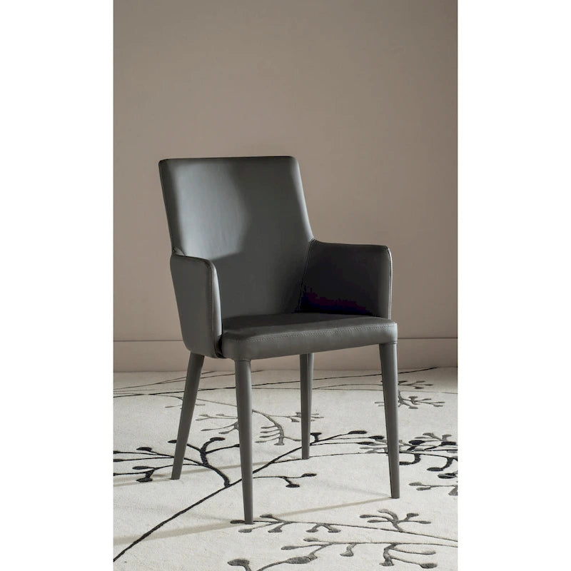SAFAVIEH Elois Chaise de salle à manger moderne du milieu du siècle, blanche, avec accoudoirs - 23,6 L x 21,6 P x 35,5 H - 24Lx22Px36H