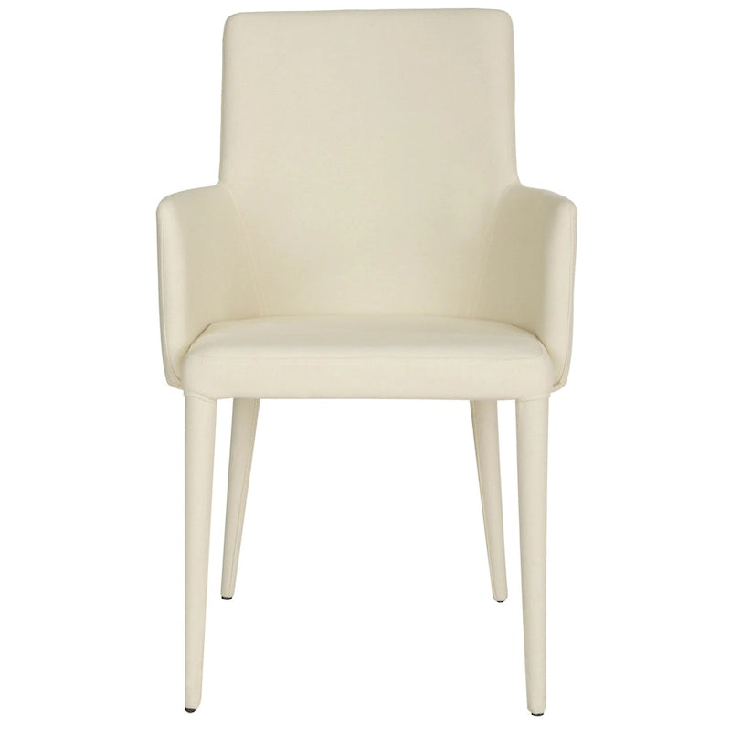 SAFAVIEH Elois Chaise de salle à manger moderne du milieu du siècle, blanche, avec accoudoirs - 23,6 L x 21,6 P x 35,5 H - 24Lx22Px36H