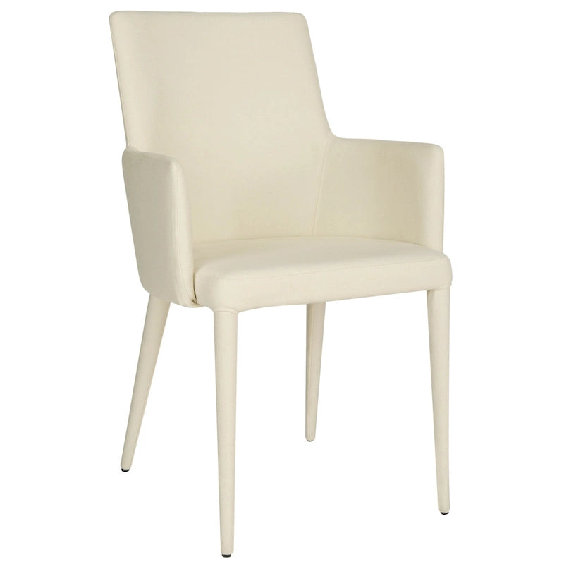 SAFAVIEH Elois Chaise de salle à manger moderne du milieu du siècle, blanche, avec accoudoirs - 23,6 L x 21,6 P x 35,5 H - 24Lx22Px36H
