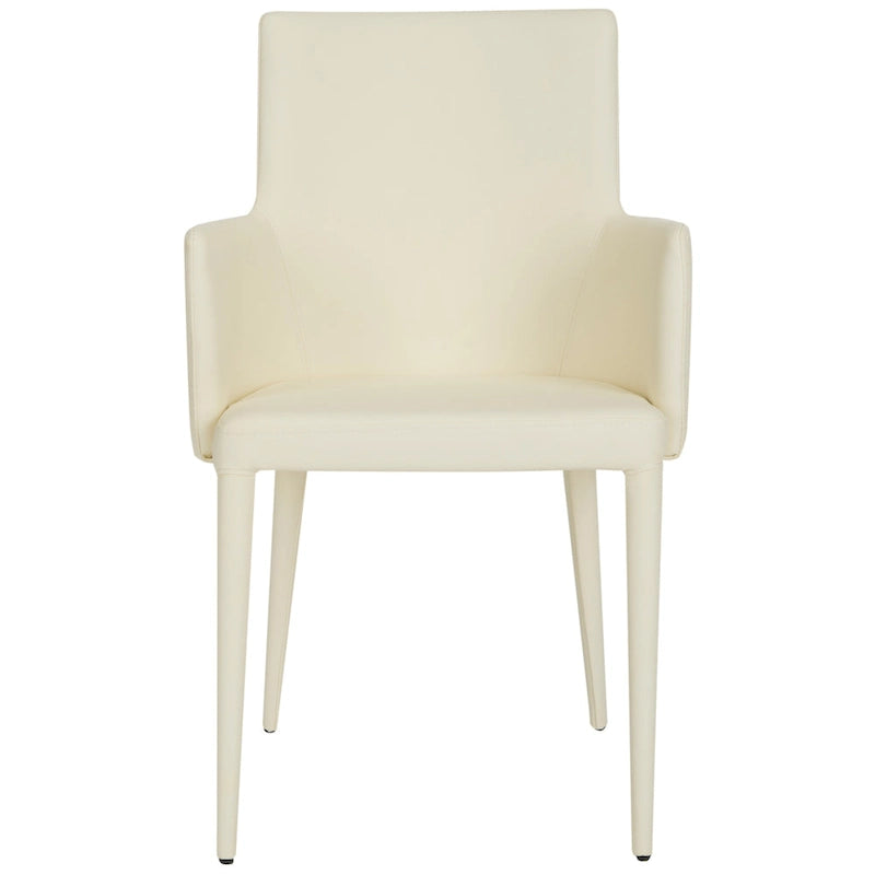 SAFAVIEH Elois Chaise de salle à manger moderne du milieu du siècle, blanche, avec accoudoirs - 23,6 L x 21,6 P x 35,5 H - 24Lx22Px36H