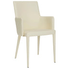 SAFAVIEH Elois Chaise de salle à manger moderne du milieu du siècle, blanche, avec accoudoirs - 23,6 L x 21,6 P x 35,5 H - 24Lx22Px36H