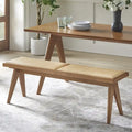 Banc de salle à manger Lifestorey Veletina en bois massif et rotin