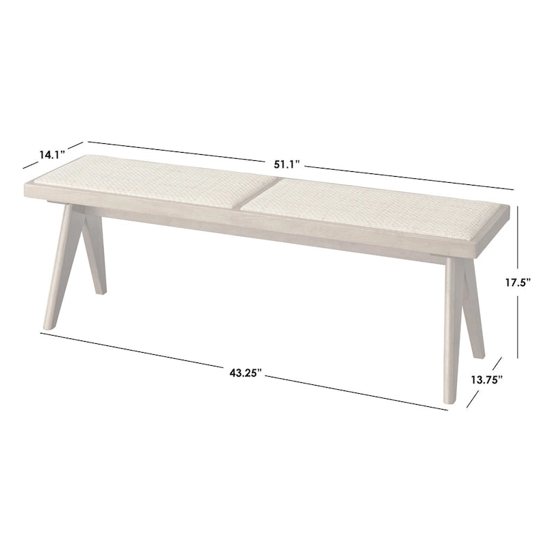 Banc de salle à manger Lifestorey Veletina en bois massif et rotin