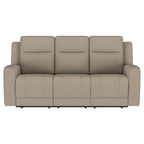 Krio Manual Recliner Sofa, 80 Inch Modern Taupe Brown Faux Leather