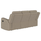 Krio Manual Recliner Sofa, 80 Inch Modern Taupe Brown Faux Leather
