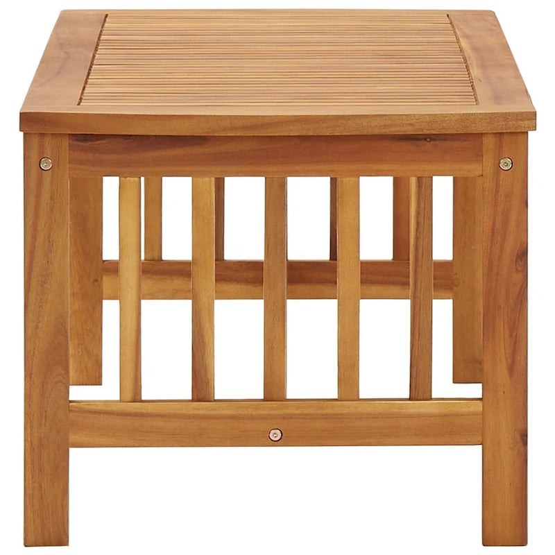 Table basse Mia, bois d'acacia marron, rectangulaire à lattes 40 pouces