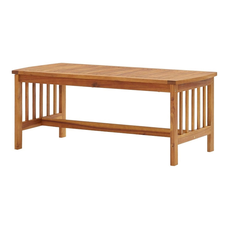 Table basse Mia, bois d'acacia marron, rectangulaire à lattes 40 pouces