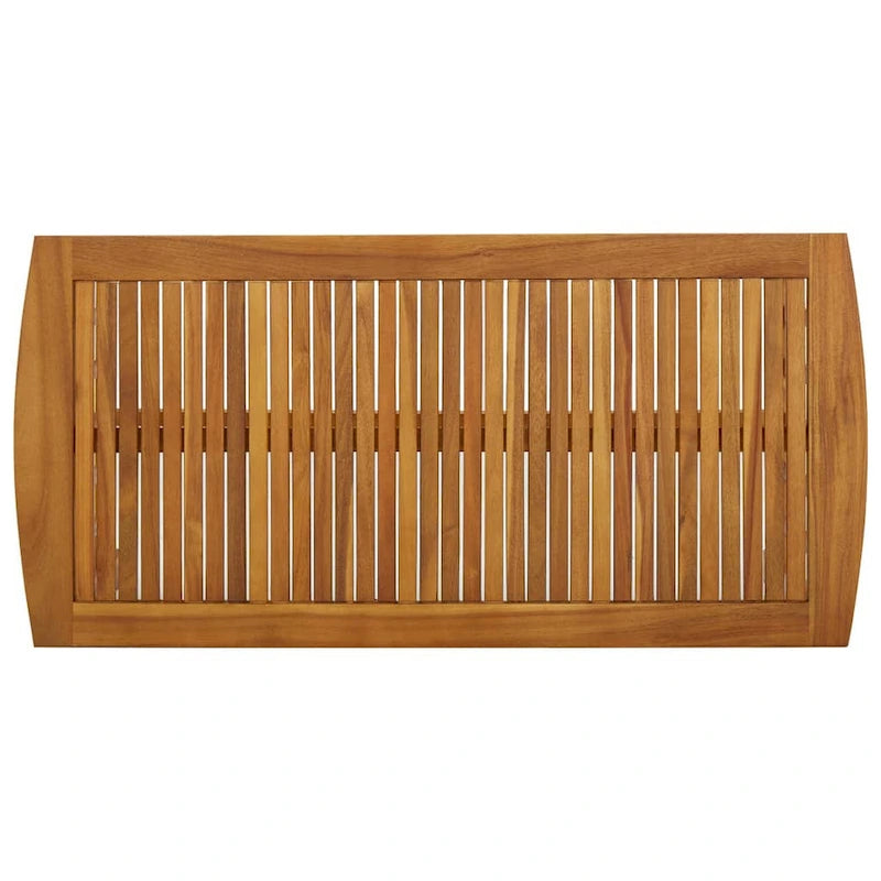 Table basse Mia, bois d'acacia marron, rectangulaire à lattes 40 pouces