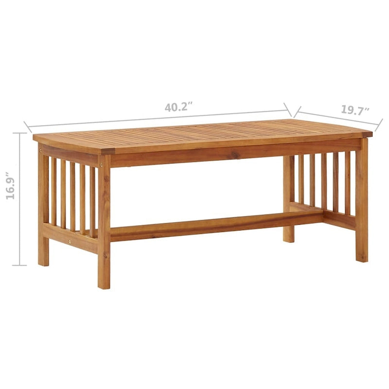 Table basse Mia, bois d'acacia marron, rectangulaire à lattes 40 pouces