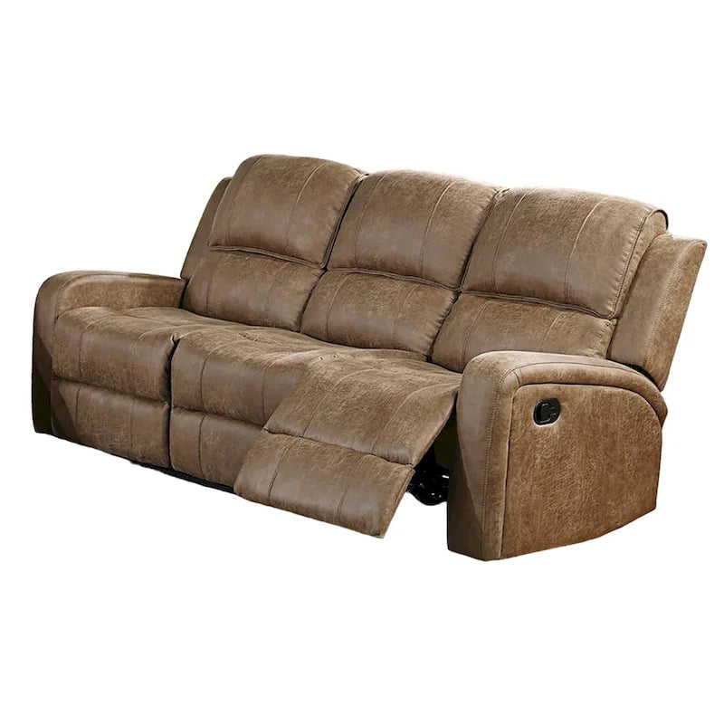 Canapé inclinable manuel Charles, simili cuir marron châtaigne, 198 cm