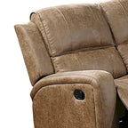 Canapé inclinable manuel Charles, simili cuir marron châtaigne, 198 cm