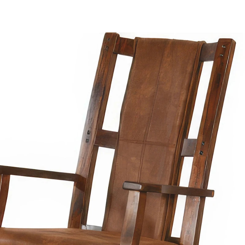Odel Rocking Chair, Faux Leather Seat and Back, Dark Chocolate Brown
